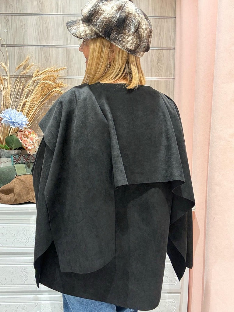 Chaqueta Efecto Capa Negra