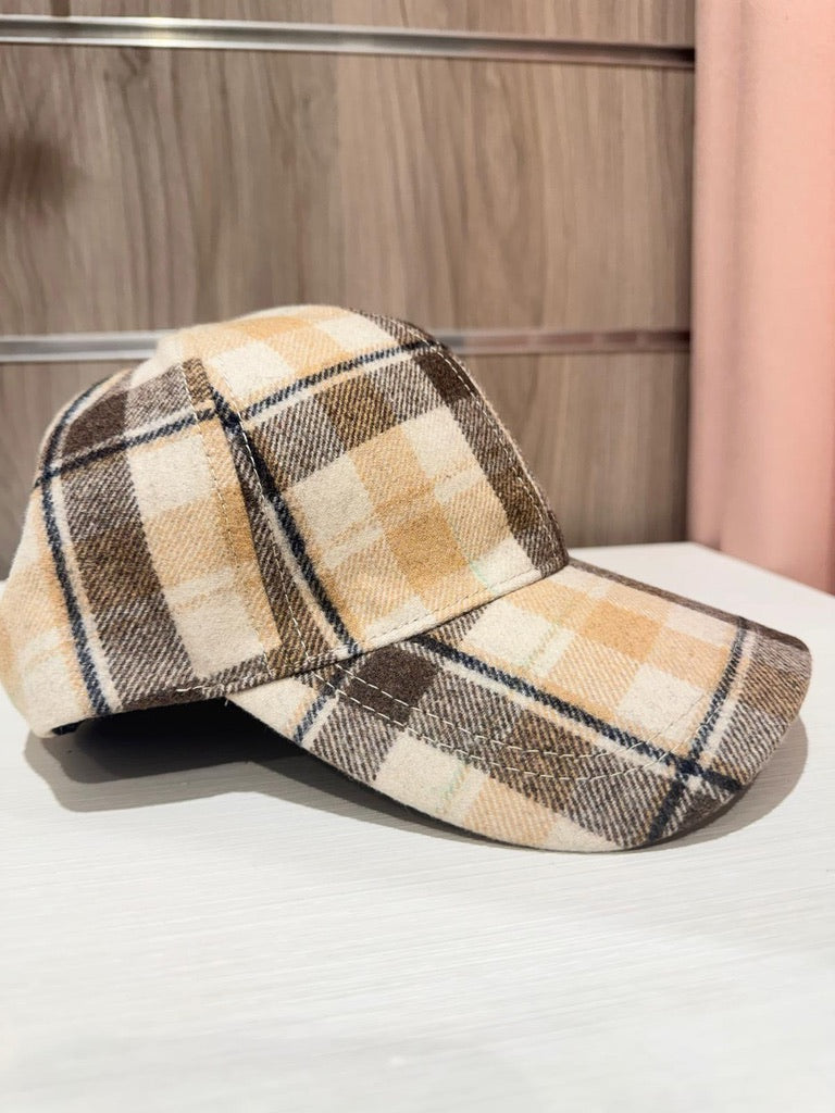 Gorra Cuadros Beige