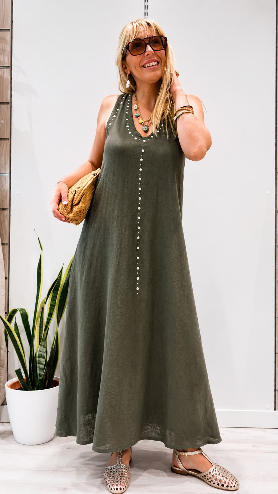 Vestido Alessia Verde Caqui