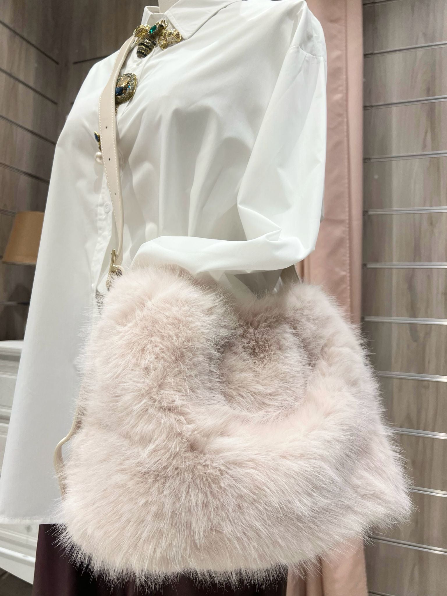 Bolso Bandolera Pelo Beige