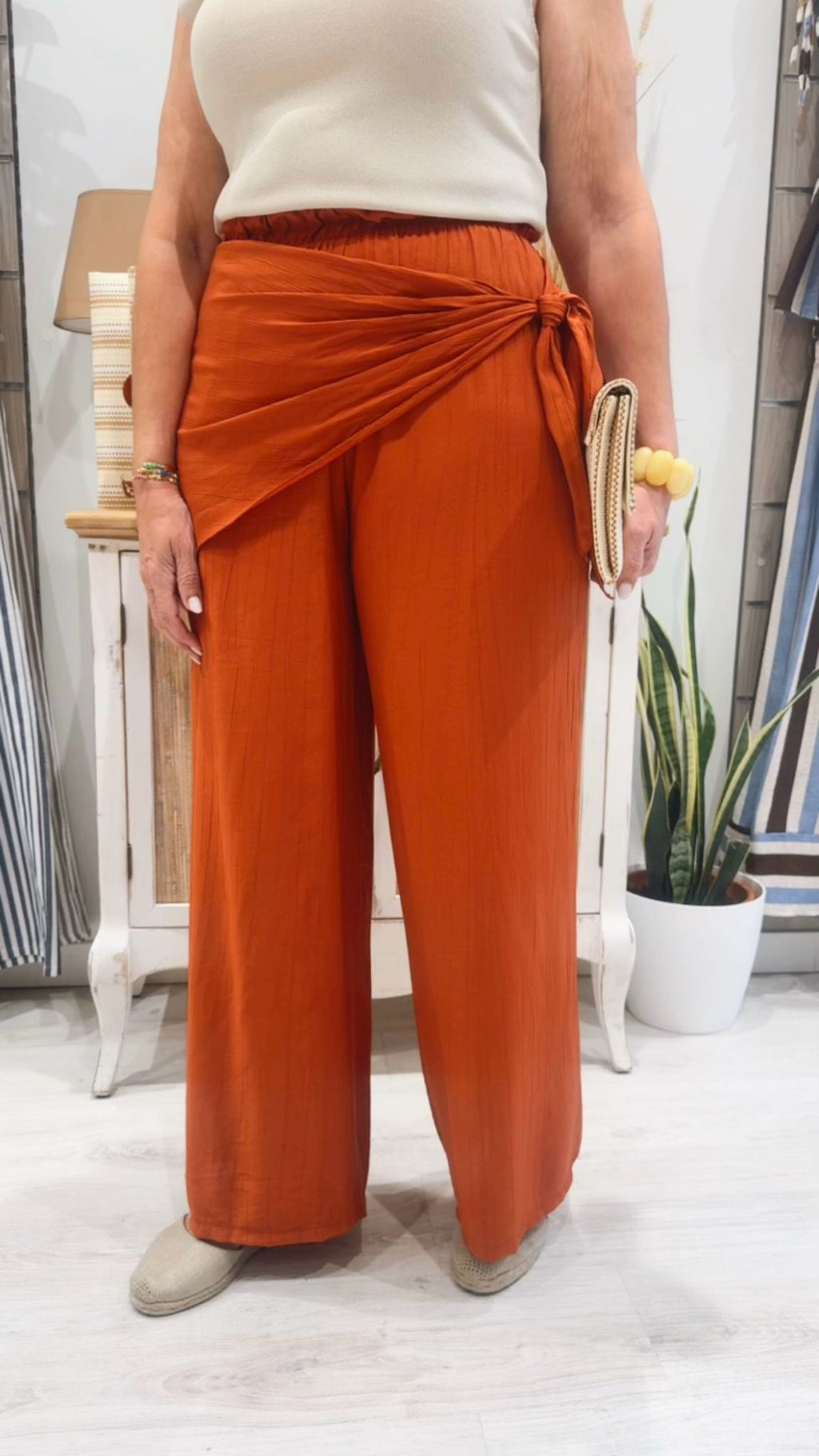 Pantalón Sicilia Teja con Diseño Pareo | Le Munir