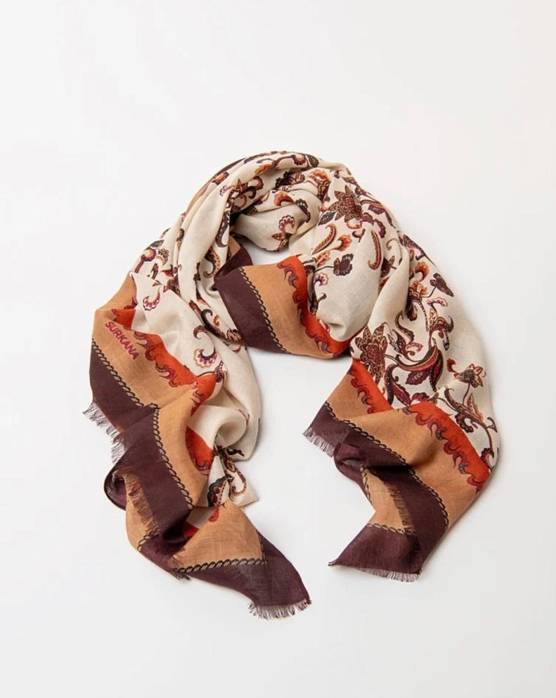 Pañuelo estampado cachemira floral Crudo – Le Munir