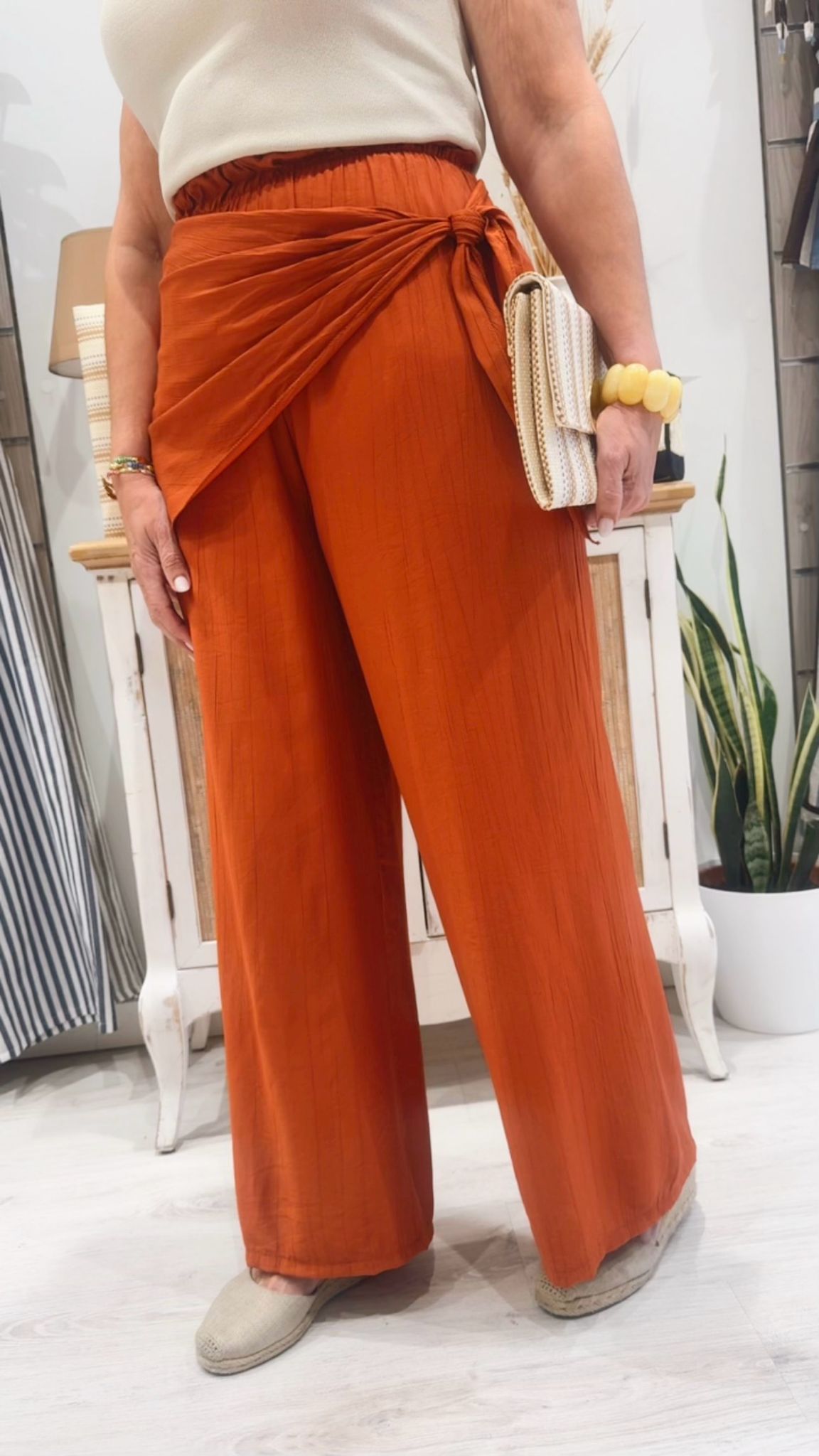 Pantalón Sicilia Teja con Diseño Pareo | Le Munir
