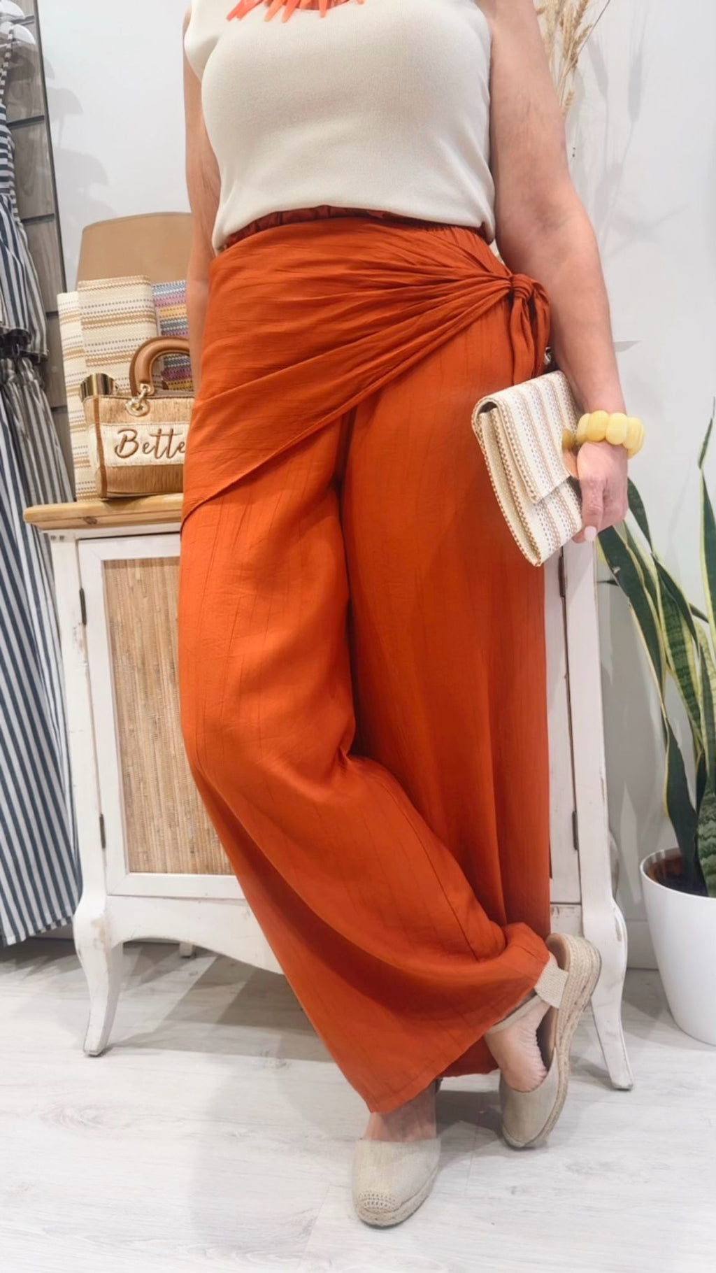 Pantalón Sicilia Teja con Diseño Pareo | Le Munir