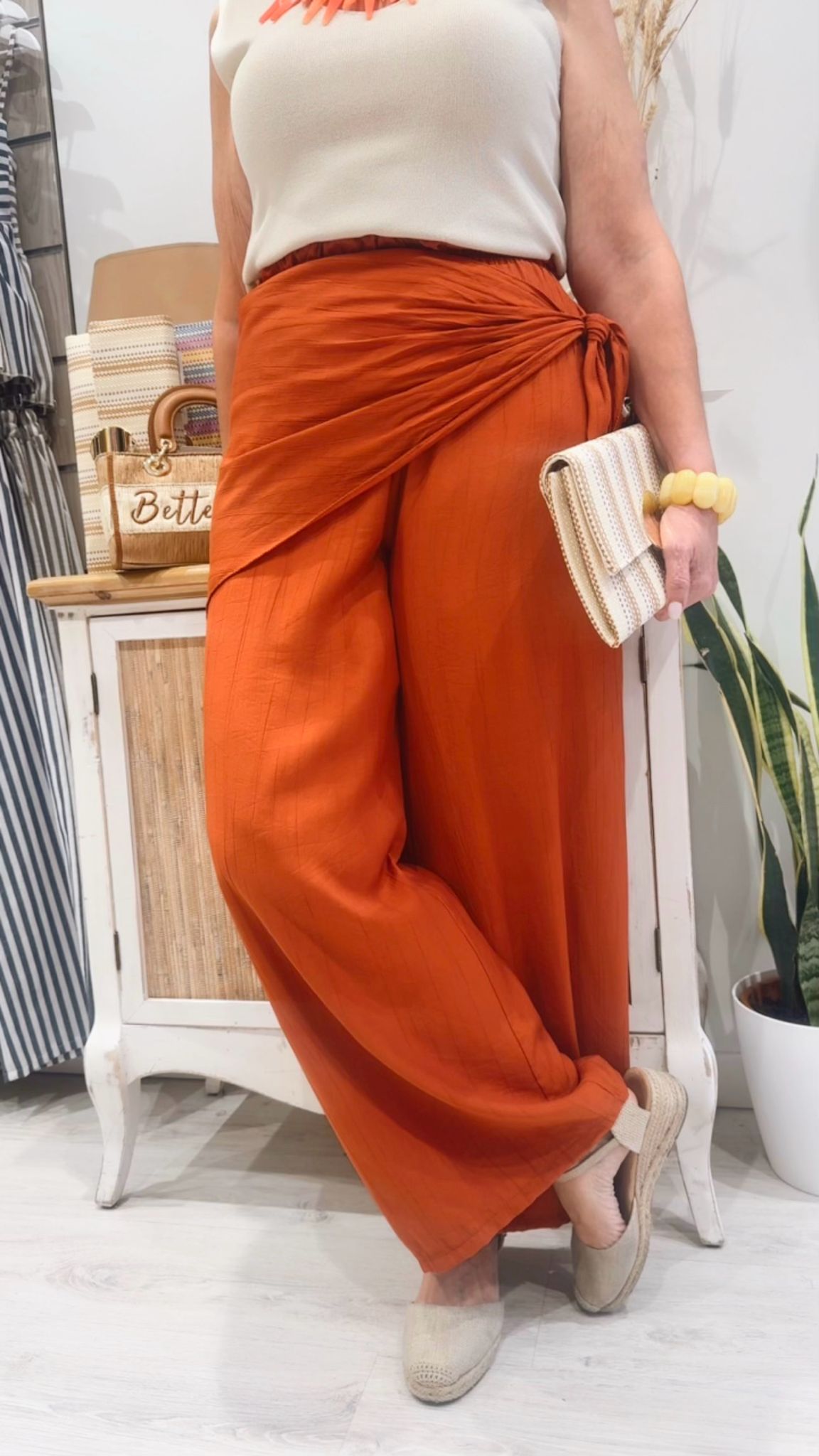 Pantalón Sicilia Teja con Diseño Pareo | Le Munir