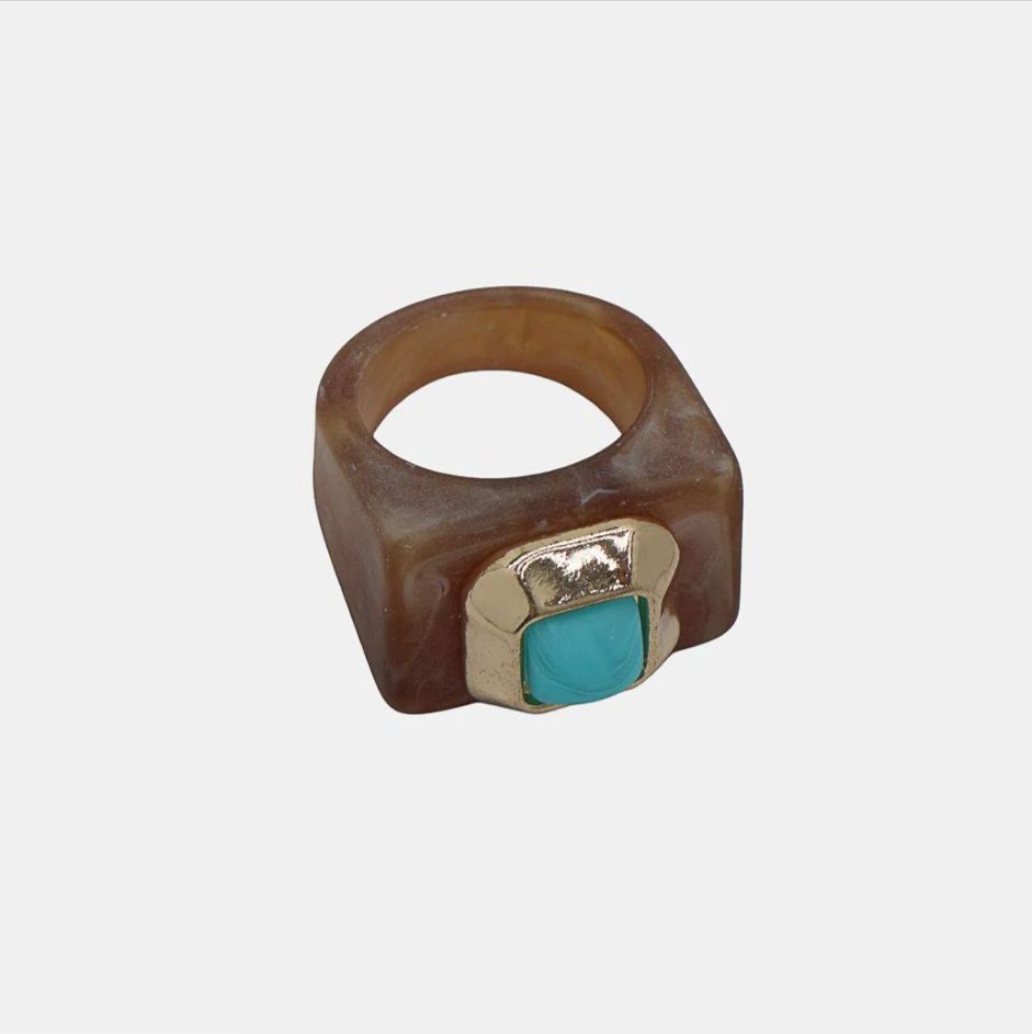 Anillo Jenni Marrón Cuadrado