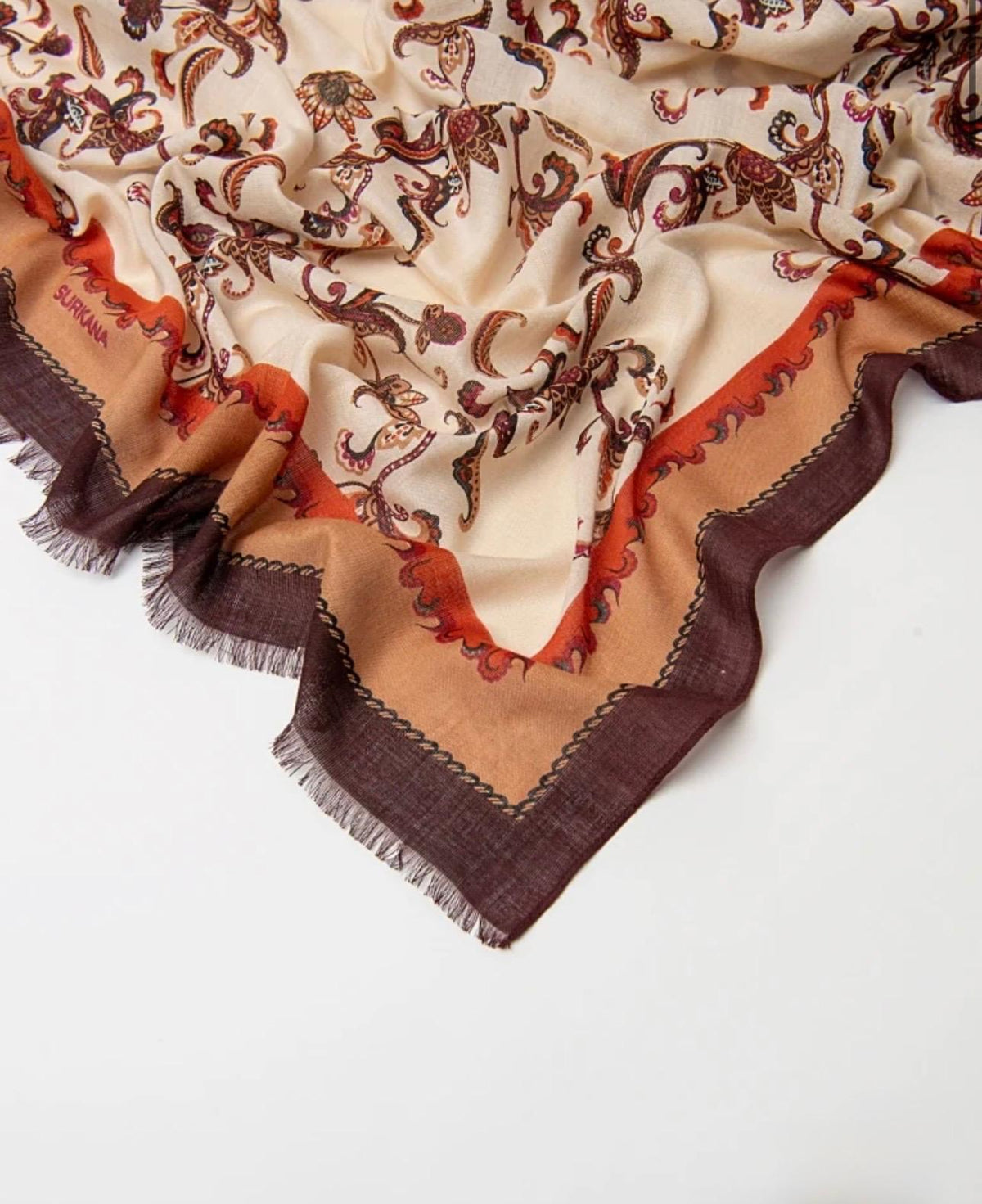 Pañuelo estampado cachemira floral Crudo – Le Munir