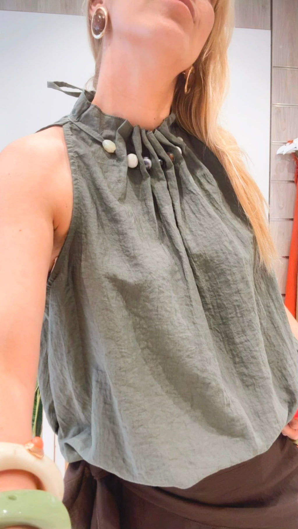 Blusa Violeta Verde Caqui