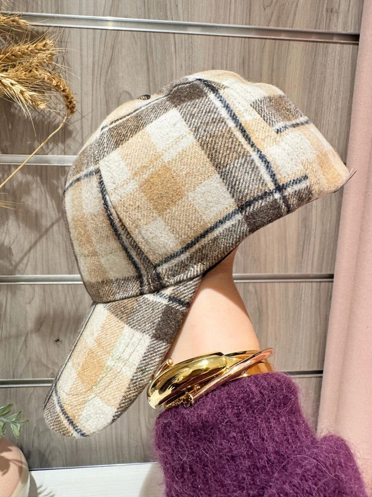 Gorra Cuadros Beige