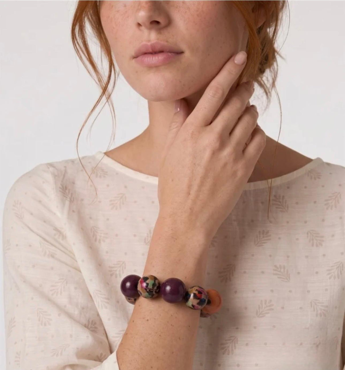 Pulsera de madera de bolas print CAVA – Le Munir