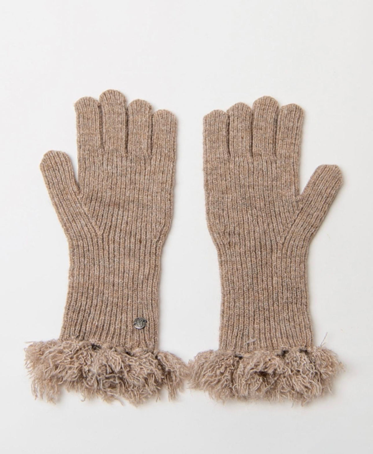 Guantes de punto con flecos Beige – Le Munir