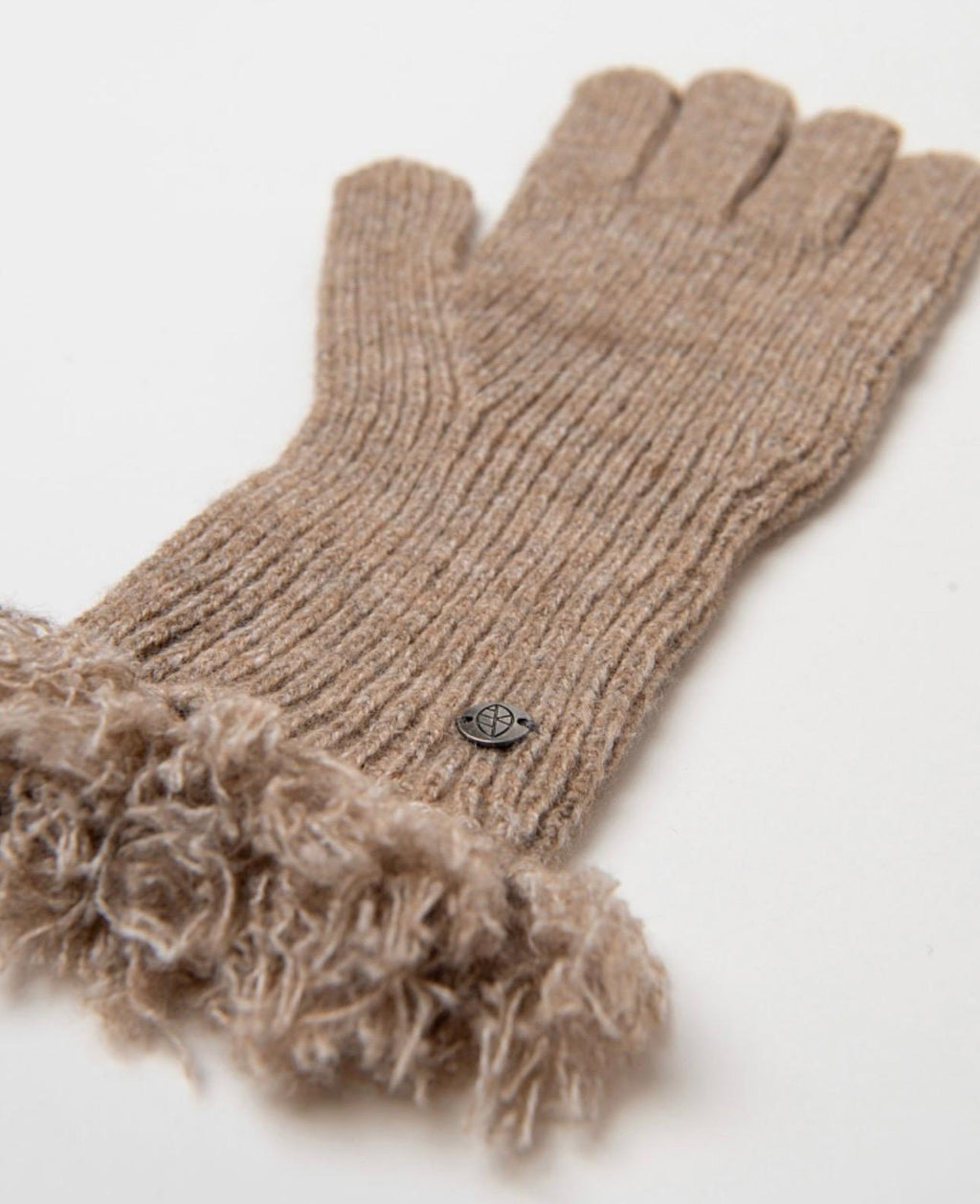 Guantes de punto con flecos Beige – Le Munir