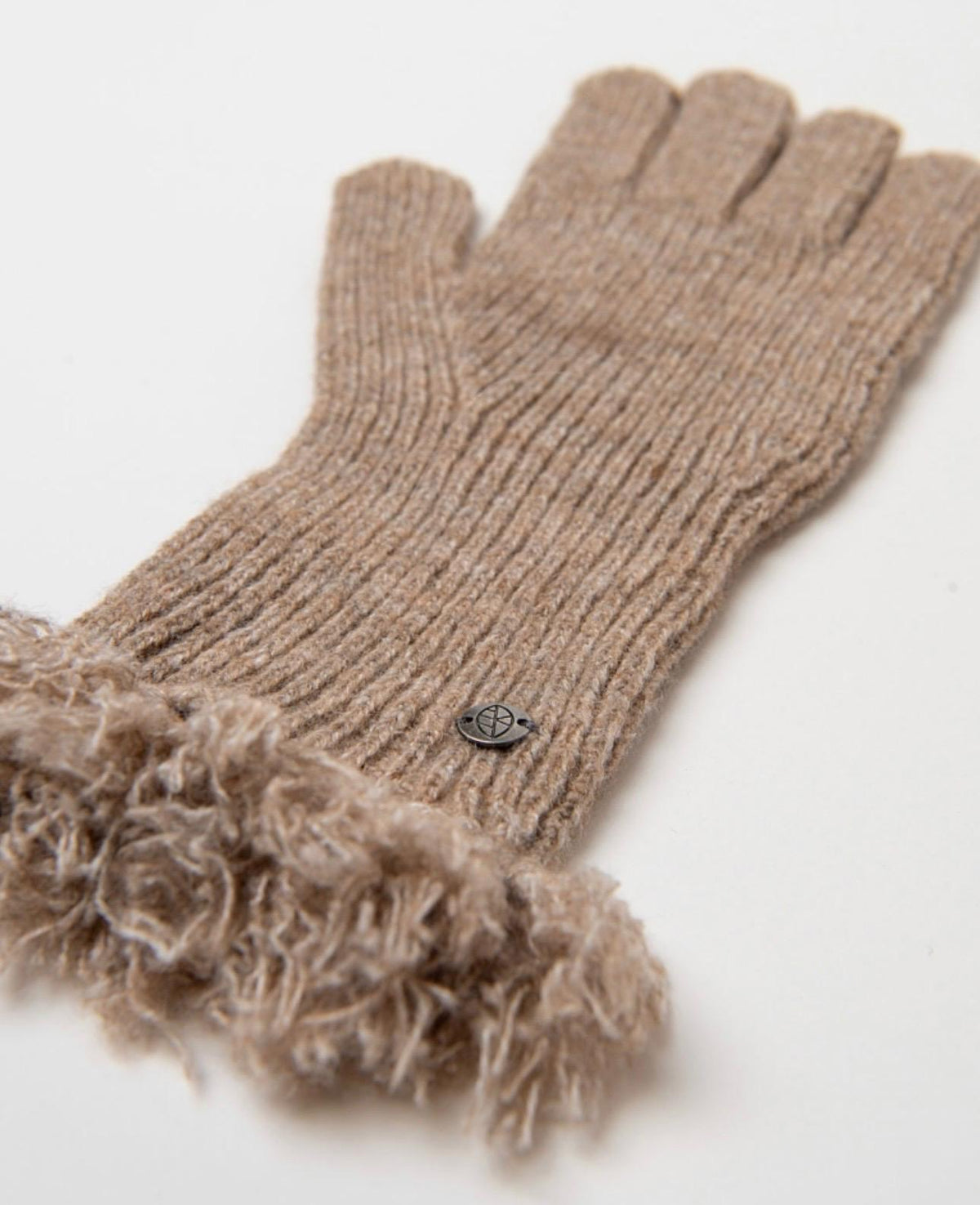Guantes de punto con flecos Beige – Le Munir