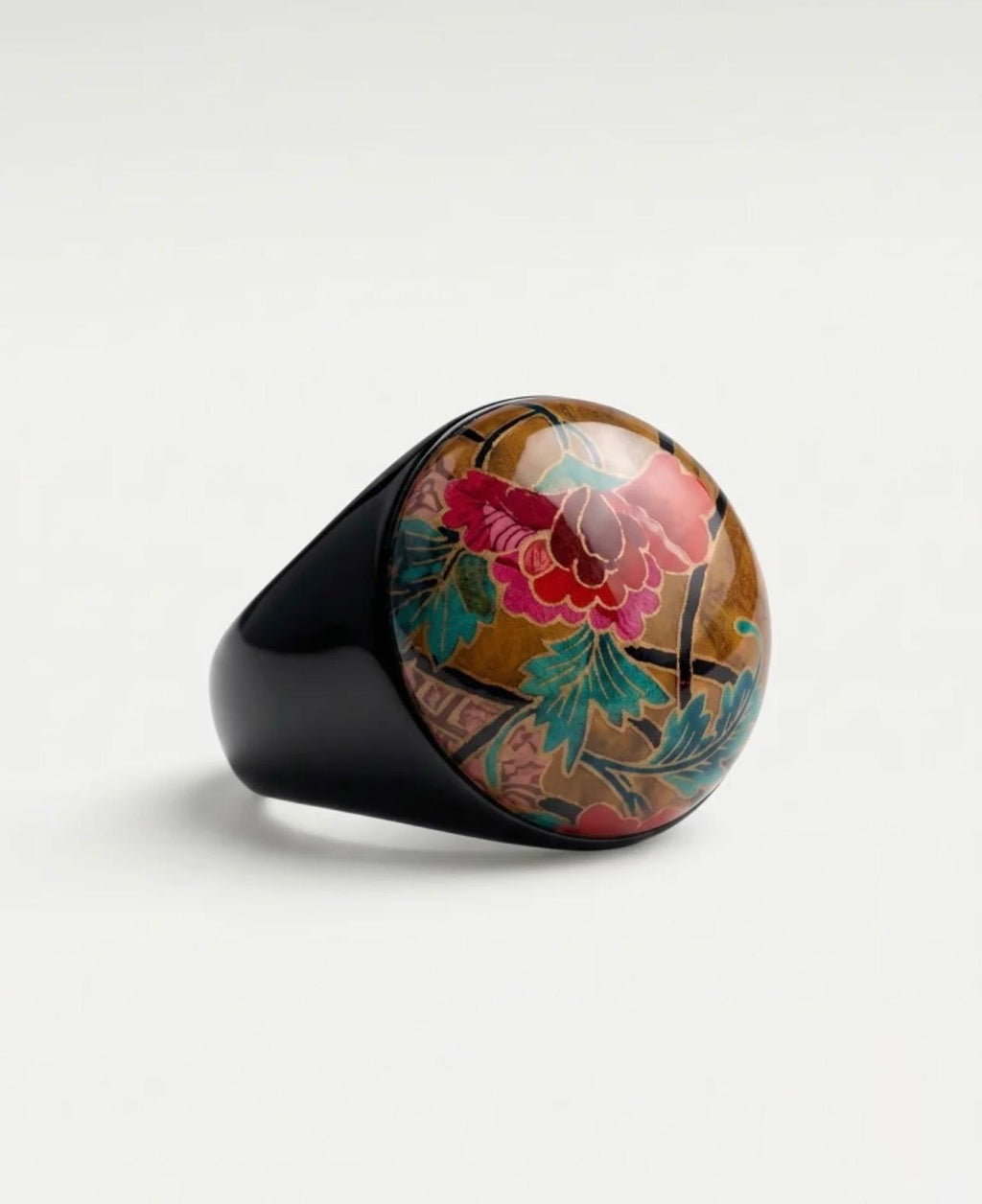 Anillo de madera y resina floral print CAPE – Le Munir